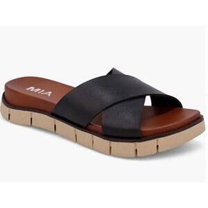 MIA‎ Elissa Slide Sandal 7.5 Black Crisscross Open Toe